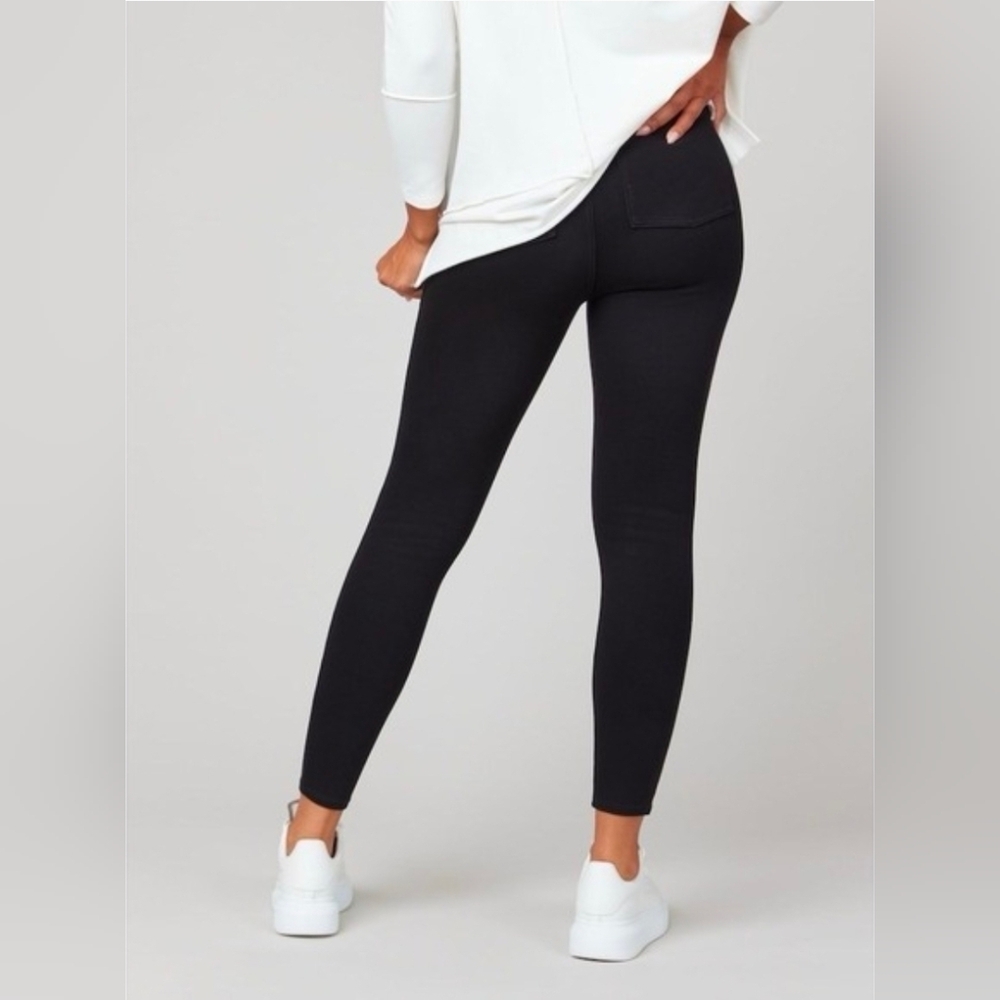 SPANX Jean-ish Ankle Leggings Tummy Shaping Soft Knit Black #20018R Womens Small - Picture 2 of 9